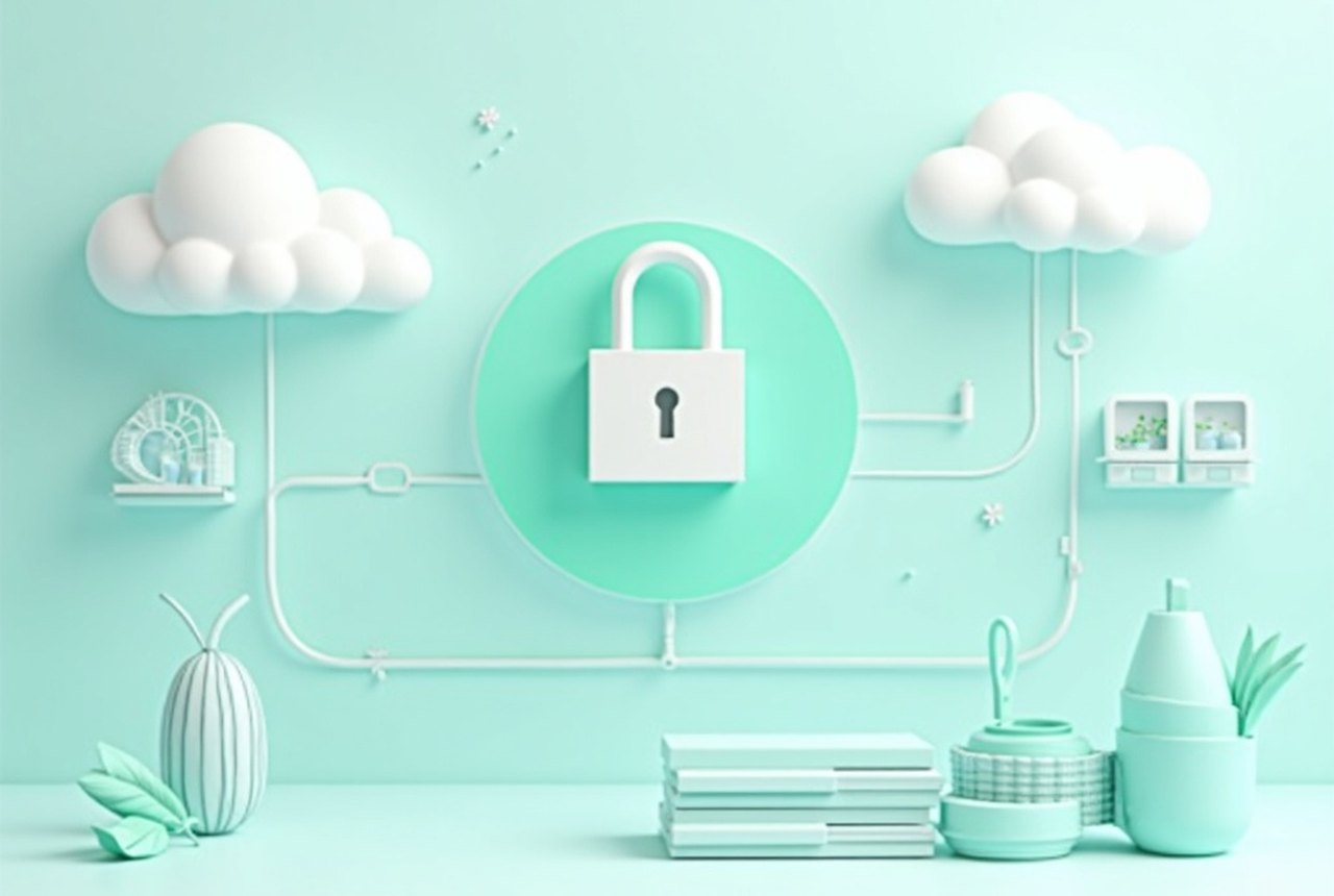 Flat vector: a share link with a small padlock and a countdown timer, signal green accent, minimal geometric style