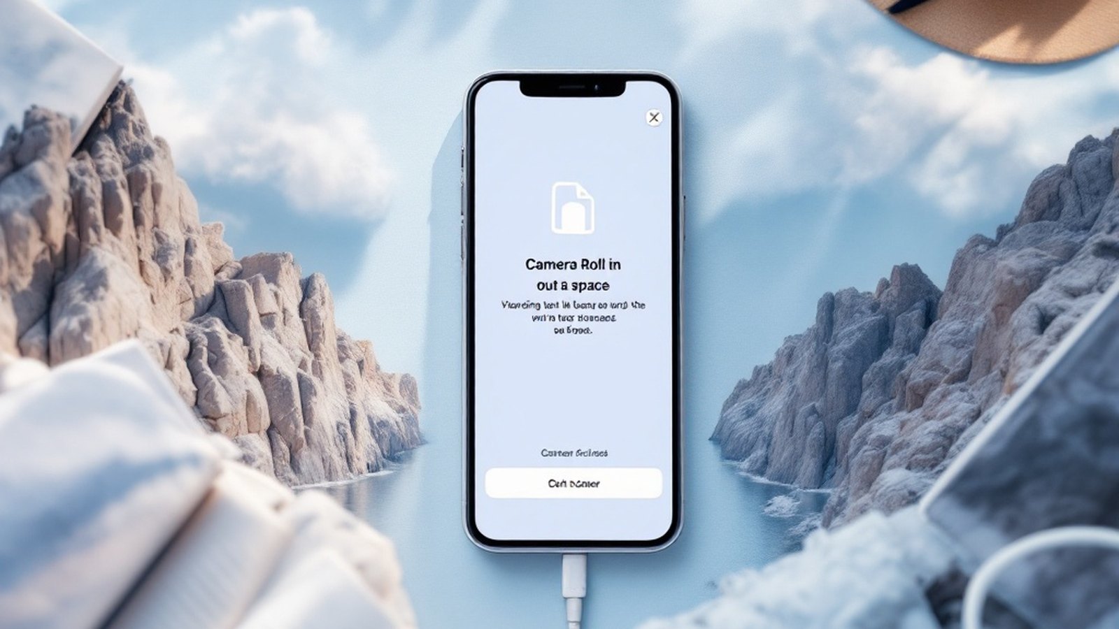A phone camera roll running out of space notification